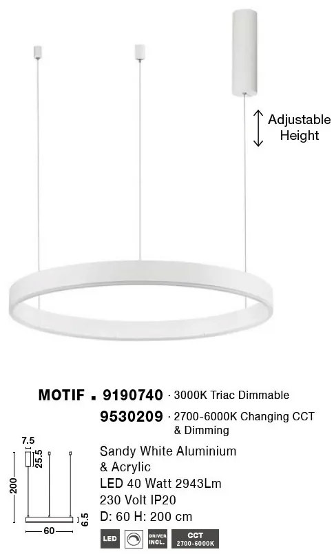 Lustra LED dimabila design circular MOTIF D-60cm