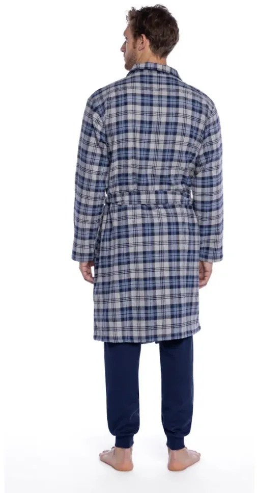 Halat de flanel pentru bărbați LUCAS XXL Albastru închis / Navy