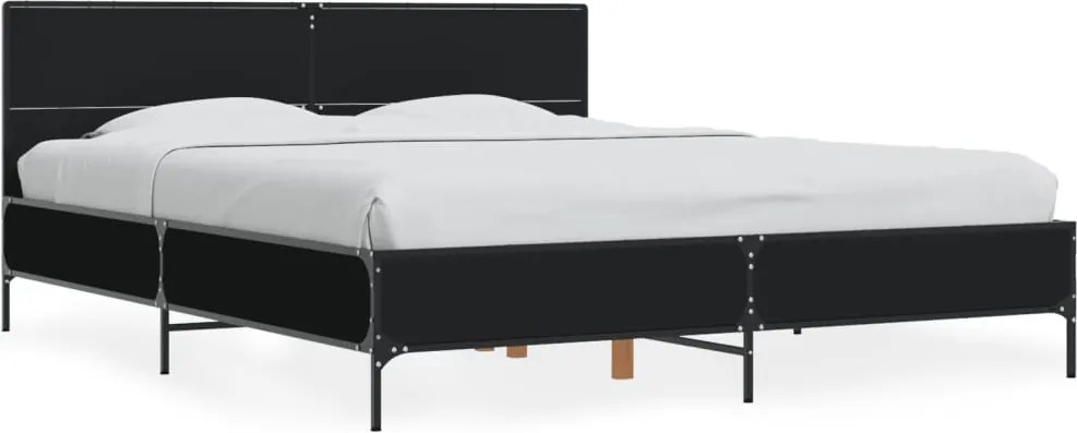 vidaXL Cadru de pat, negru, 160x200 cm, lemn prelucrat și metal