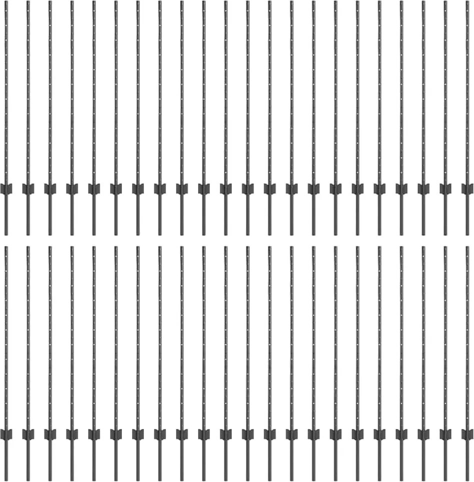 vidaXL Stâlp de gard. 44 pcs Gri 160 cm Oțel