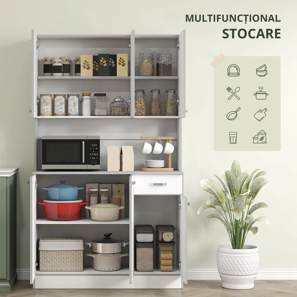HOMCOM Dulap Suspendat de Bucătărie Albastru din Lemn Spațiu Amplu de Stocare 101x39x180cm Design Modern | Aosom Romania