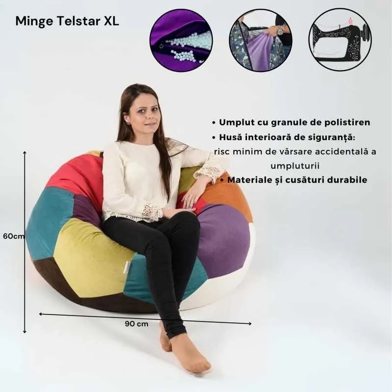 Fotoliu Minge Telstar XL, Material Textil - Mozaic