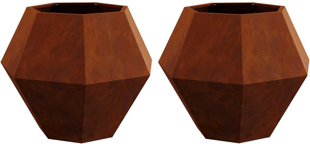 vidaXL Jardinieră 2 pcs Ruginit 75 x 75 x 60 cm