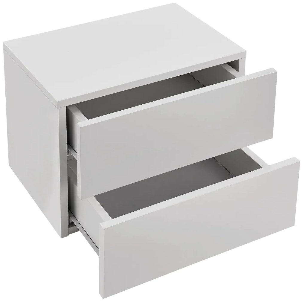 Noptiera 40x29x30 cm cu 2 sertare, alba