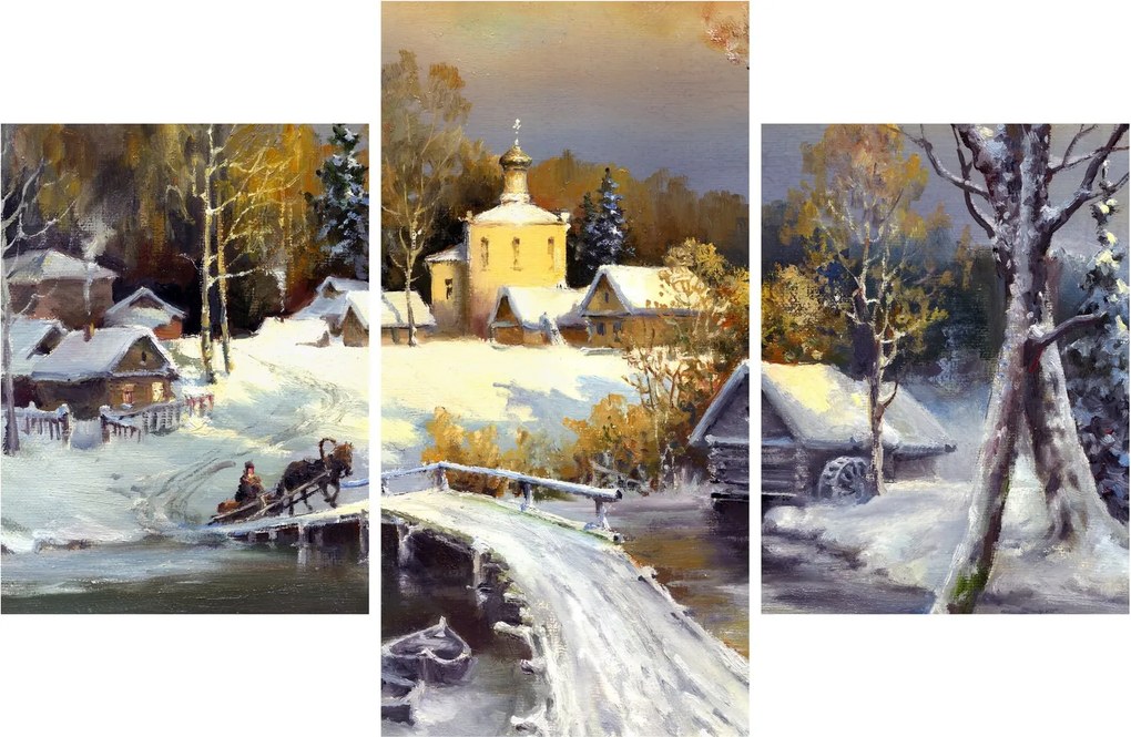 Tablou - Orășel iarna (90x60 cm)
