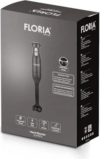 Mixer veritcal Floria ZLN7972 Negru, putere 250W, doua trepte de viteza