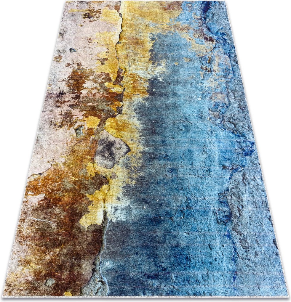 MIRO 51709.803 covor lavabil Absztrakció anti-alunecare - albastru / aur - SECUNDAR-COTATI PRODUSUL