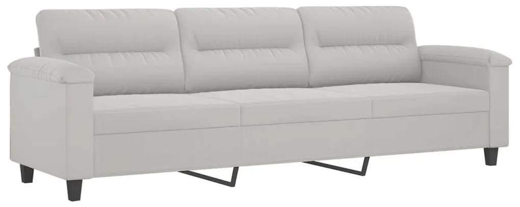 Canapea cu 3 locuri si taburet, gri deschis, 210 cm, microfibra Gri deschis, 240 x 77 x 80 cm