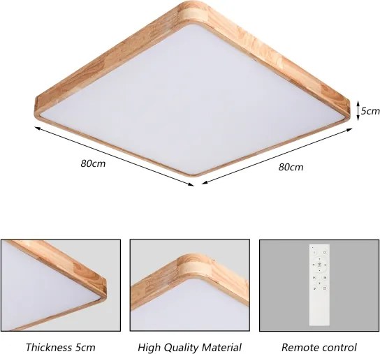 Brilagi - Corp de iluminat LED dimabil WOODLINE SQUARE LED/100W/230V stejar 80x80 cm + telecomandă