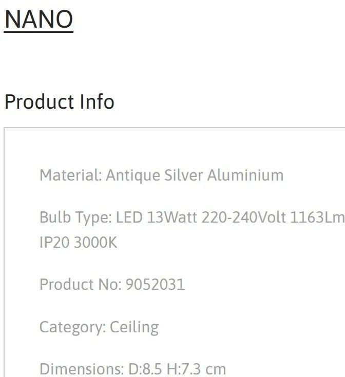 Spot LED aplicat diametru 8,5cm NANO argintiu, NVL-9052031