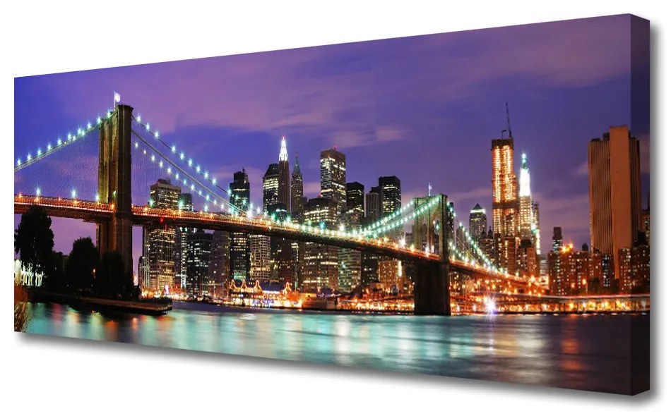 Tablou pe panza canvas Bridge City Arhitectura Violet Brown