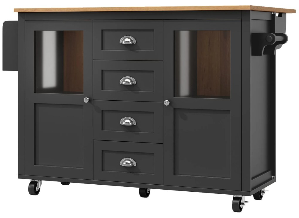 Insulă de bucătărie cu blat reglabil, Negru | Aosom Romania