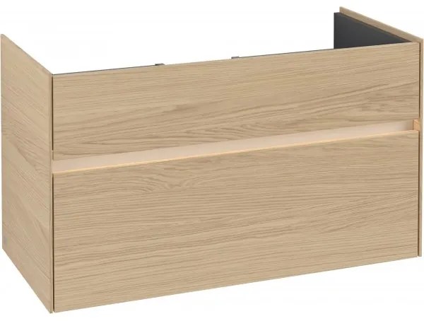 Set mobilier 95.4cm Villeroy&amp;Boch Collaro Nordic Oak, cu lavoar Subway 2.0 si oglinda 100cm, C011L0VJ+7175A101+A3101000