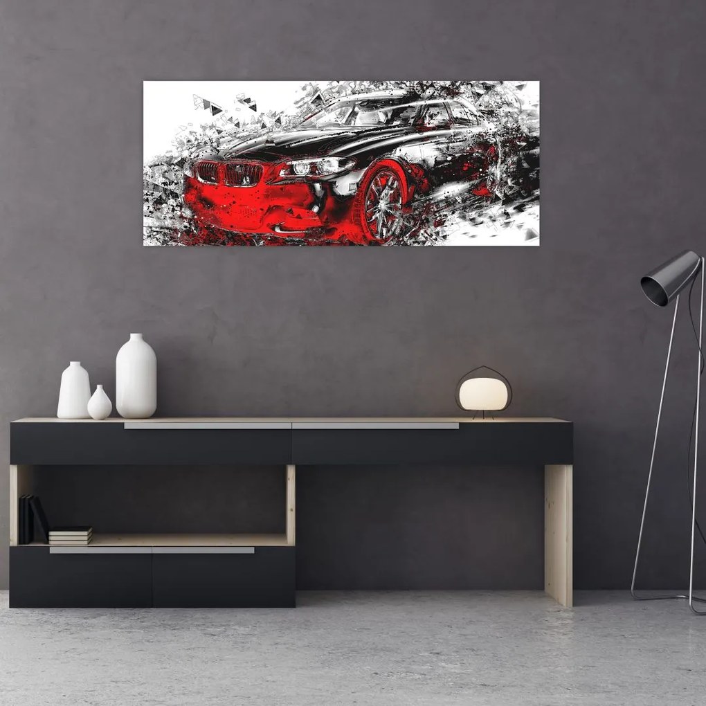 Tablou - Mașina pictată în acțiune (120x50 cm)