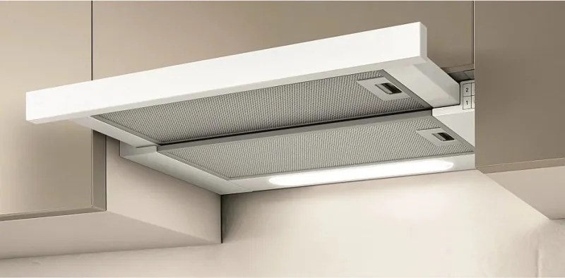 Hota de bucătărie încastrabilă Elica Elite 14 Lux WH 60, 121 W, 60 cm, clasa D, 304 m³/h, iluminare LED, alb