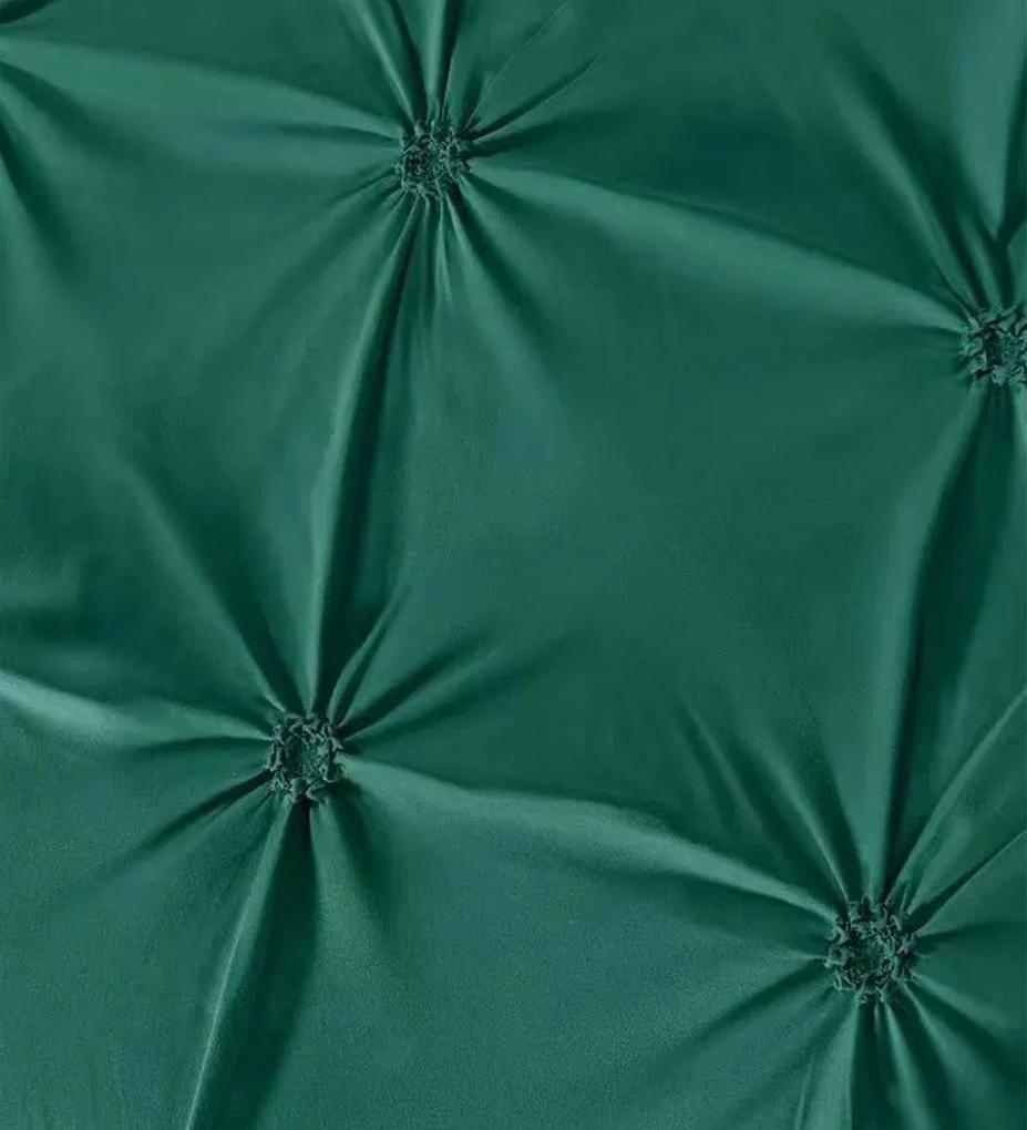 Lenjerie de pat uni cu pliuri, tesatura tip finet, pat 2 persoane, 6 piese, verde inchis FNJS-38