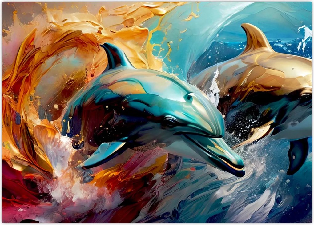 Tablou - Pictură de delfin (70x50 cm)
