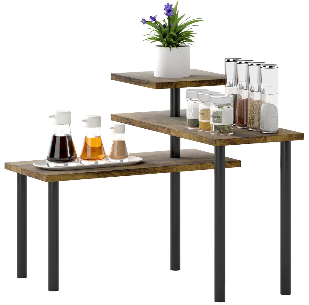 HOMCOM Raft de bucătărie, Drehbar Mikrowellenregal cu 3 nivele, Stand de metal industrial, 40 x 18 x 36,5 cm | Aosom Romania