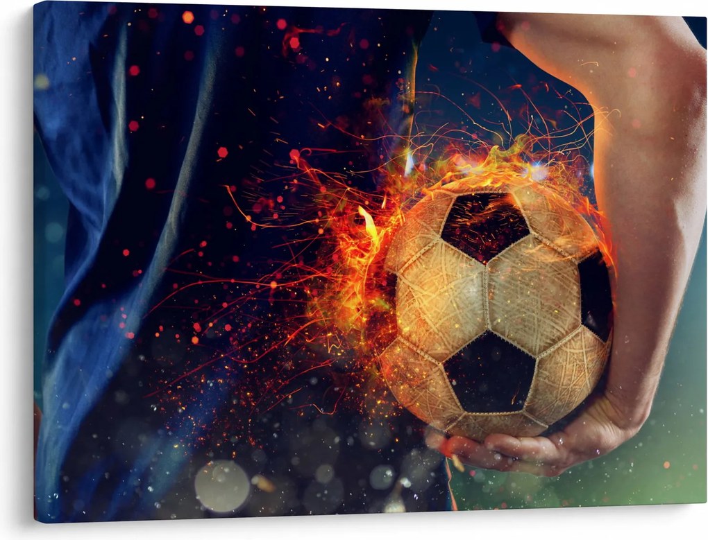 Tablou - Minge de fotbal în flăcări (70x50 cm)