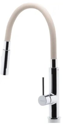 Baterie de chiuvetă cu pipă flexibilă FERRO crom lucios/bej