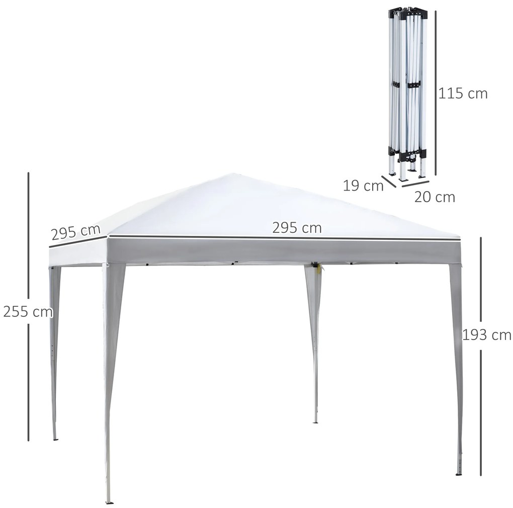 Gazebo Pliabil pentru Grădină Outsunny - Alb, 2.95x2.95m, cu Accesorii Includ | Aosom Romania