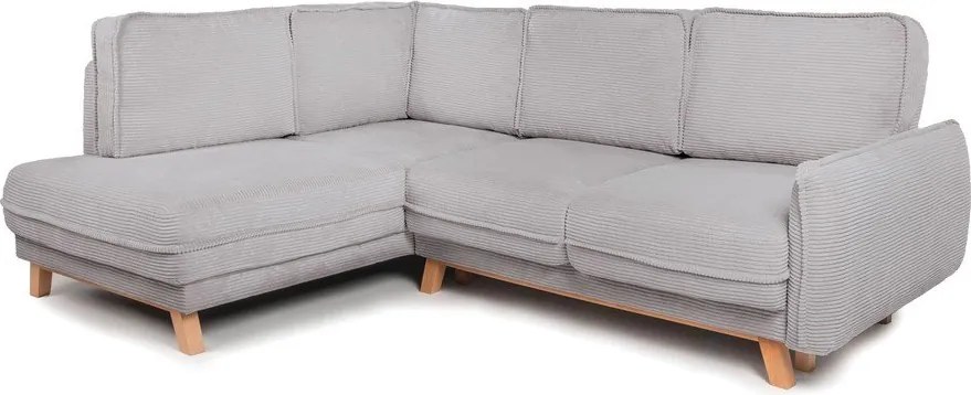 Colțar gri deschis extensibil/cu spațiu de depozitare cu tapițerie din catifea reiată (cu colț pe partea stângă/în formă de ”L”) Tori – Bonami Selection