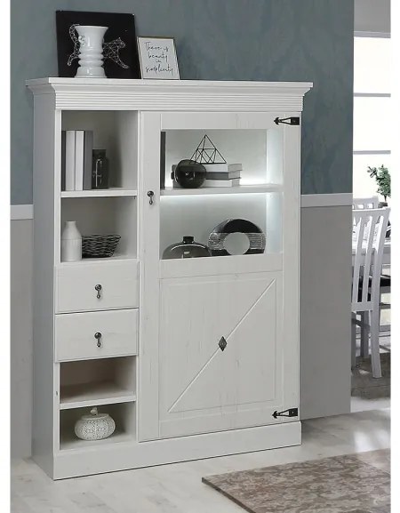 Comoda Bar Encanto, Pin Alb, 157.5 x 45 x 102 Cm