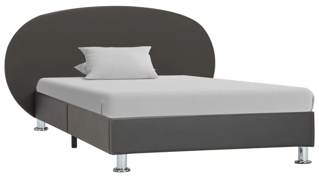 285414 vidaXL Cadru de pat, gri, 90 x 200 cm, piele ecologică