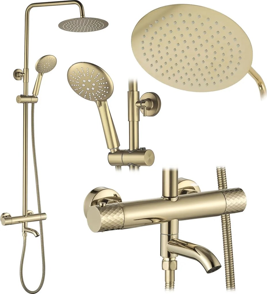 Coloana de dus cu termostat Lungo Diamond Gold