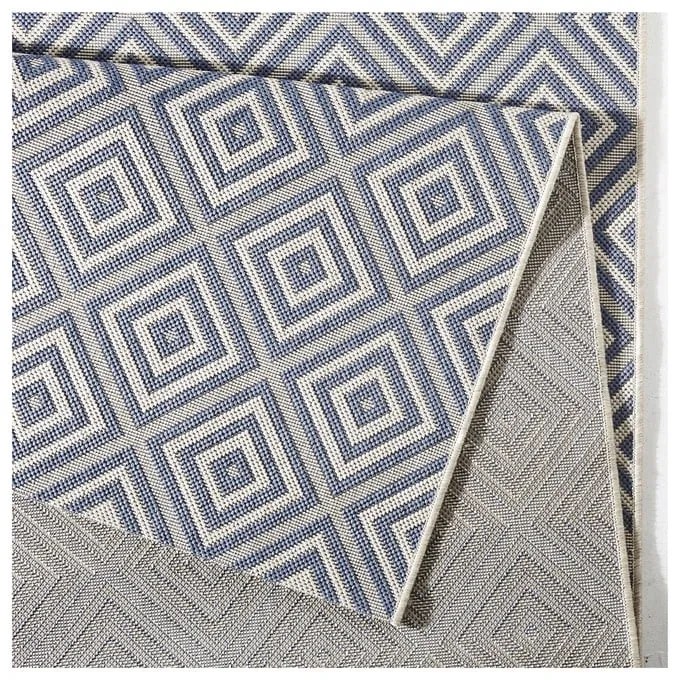 Covor de exterior NORTHRUGS Karo, 80 x 200 cm, albastru
