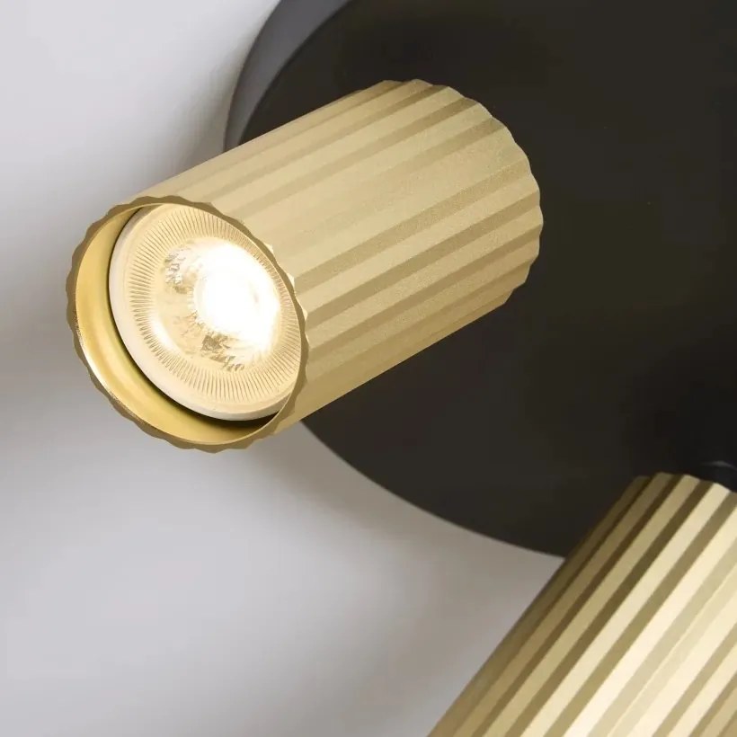 Aplica cu 3 spoturi din aluminiu canelat Anna auriu