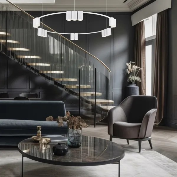 Lustră pe cablu GENESIS 15xGU10/8W/230V alb