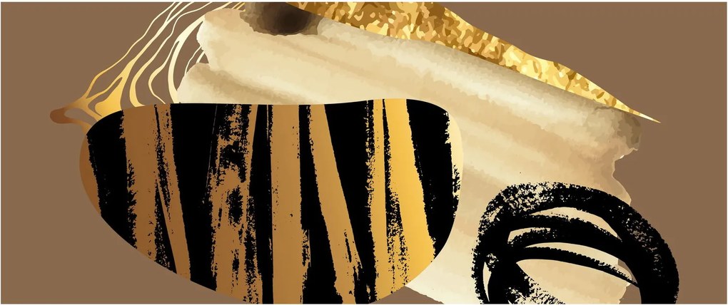 Tablou - Abstracție maro auriu N⁰2 (120x50 cm)