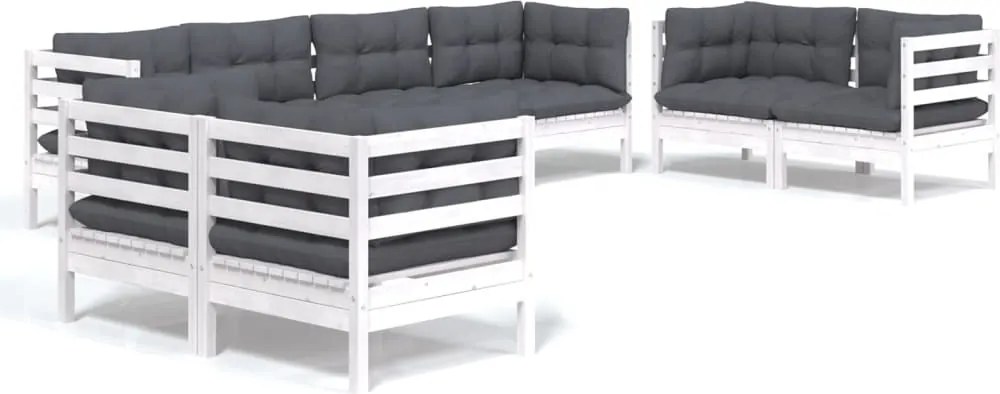 vidaXL Set mobilier de grădină cu perne, 8 piese, lemn masiv de pin