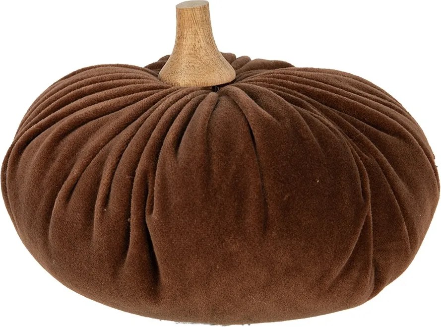 Dovleac decorativ, maro, din catifea, Ø20x14 cm