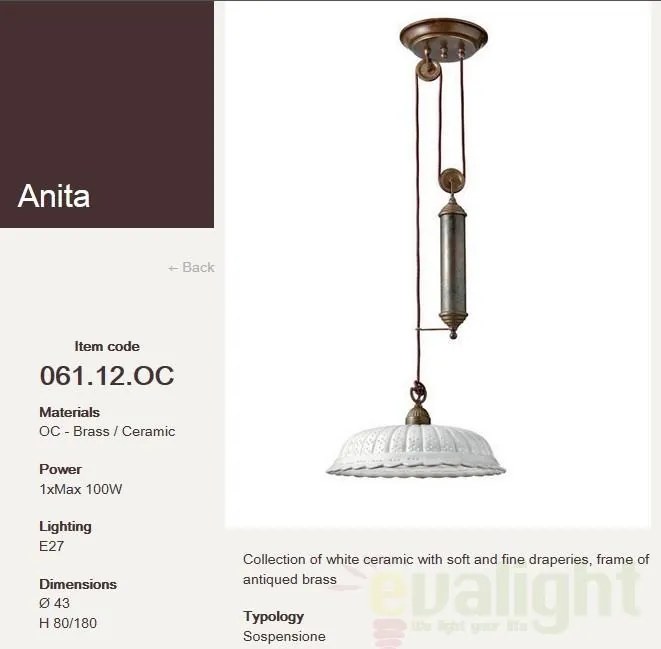 Lustra, Pendul rustic fabricat manual diametru 43cm Anita 061.12.OC
