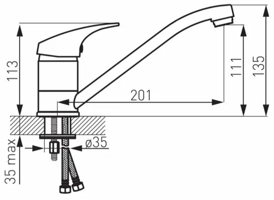 FERRO - Baterie pentru chiuvetă ONE, crom lucios