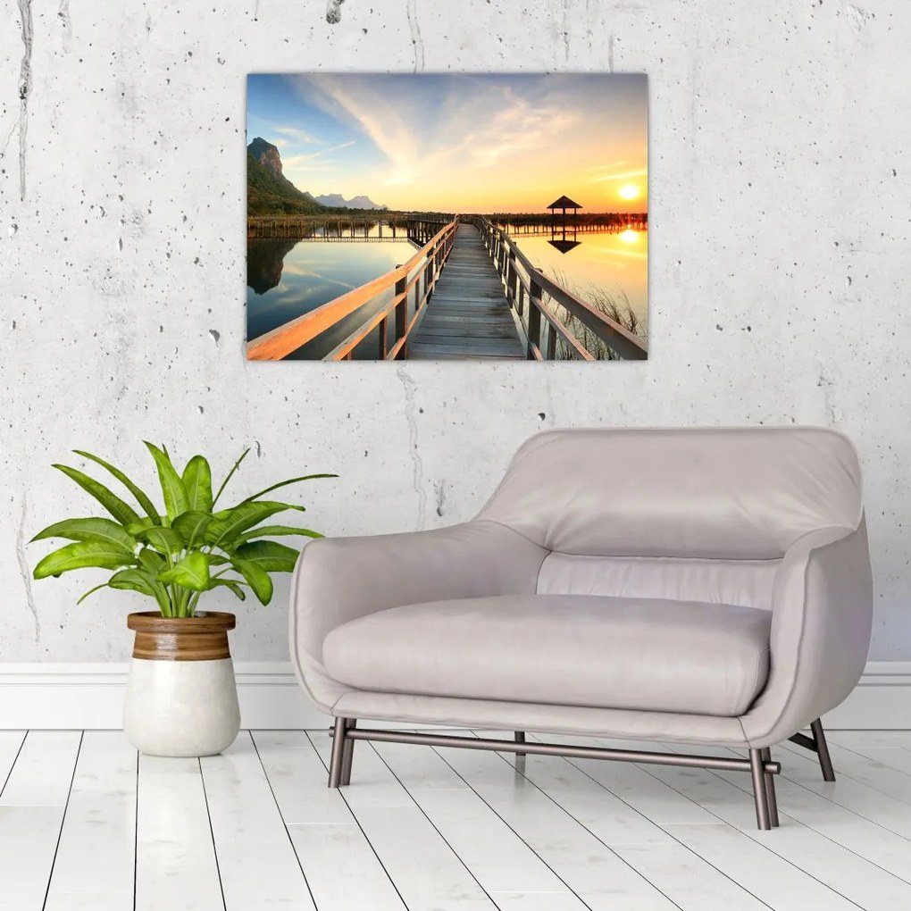Tablou ponton din lemn (70x50 cm)
