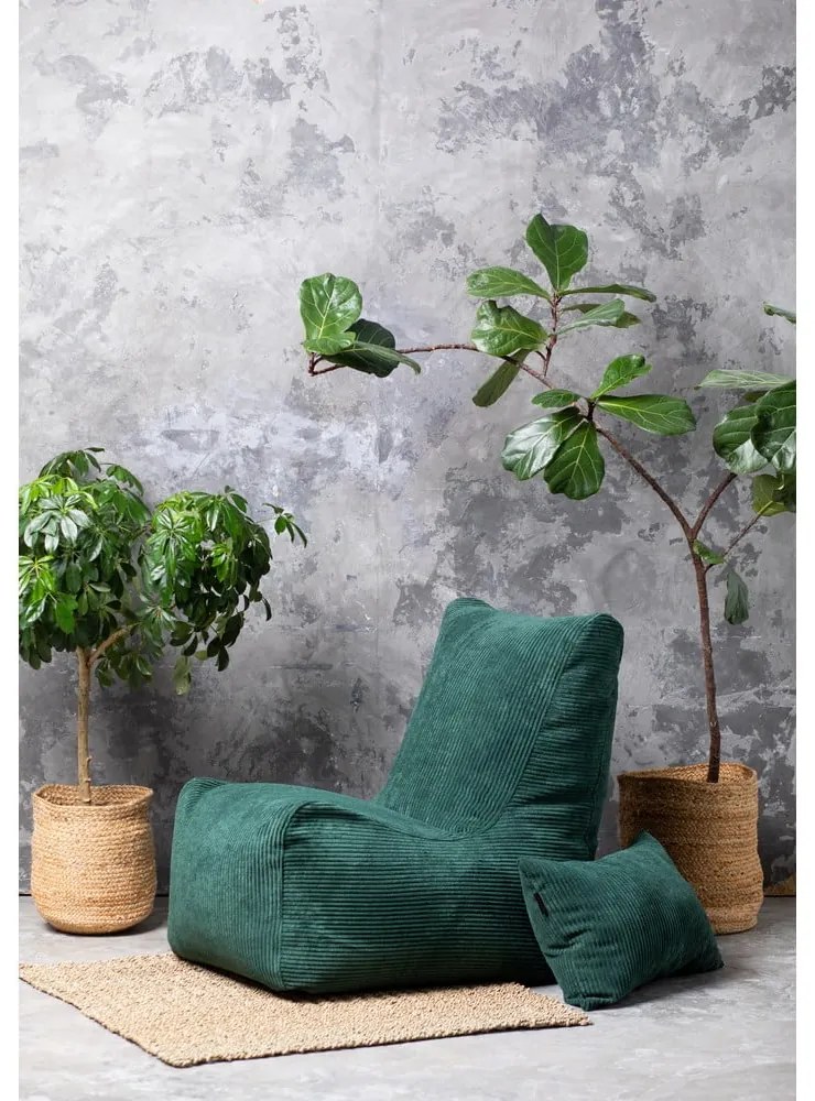 Fotoliu bean bag crem cu tapițerie din țesătură bouclé Seat Lounge – SLOWDOWN