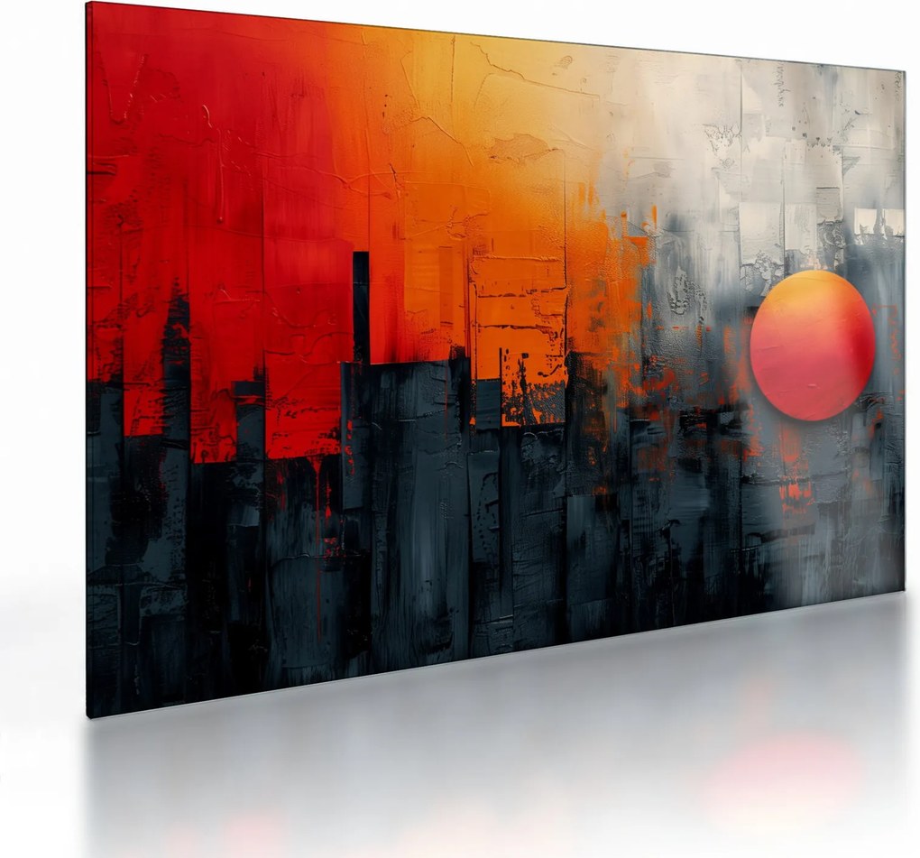 Tablou pe sticlă - Pictura abstractă a orașului (70x50 cm)