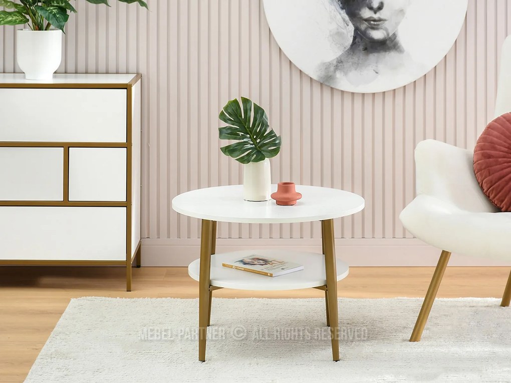 Măsuță de cafea Randolf S (lemn alb + auriu). Promo -6%. 1111689
