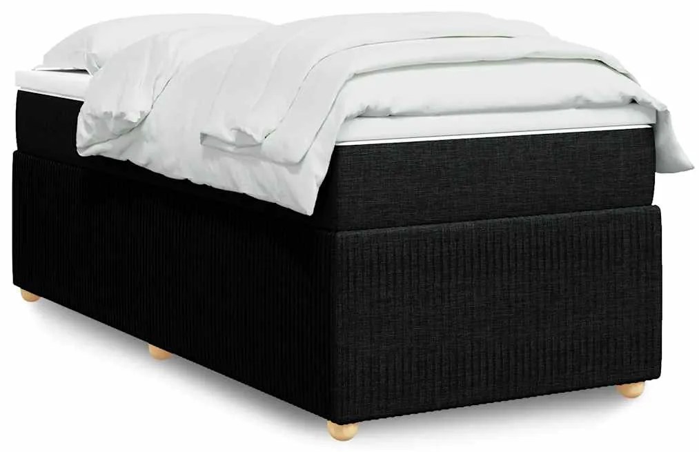 vidaXL Pat box spring cu saltea, negru, 100x200 cm, textil