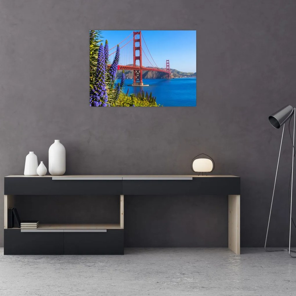 Tablou pe sticlă - Podul Golden Gate, San Francisco (70x50 cm)