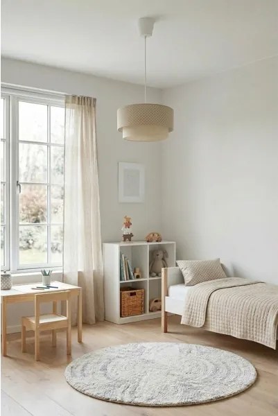 Brilagi-LED Lustră cu cablu BOHO BOBO, 1x E27/60W/230V, Ø 40 cm, cu buline, bej/crem