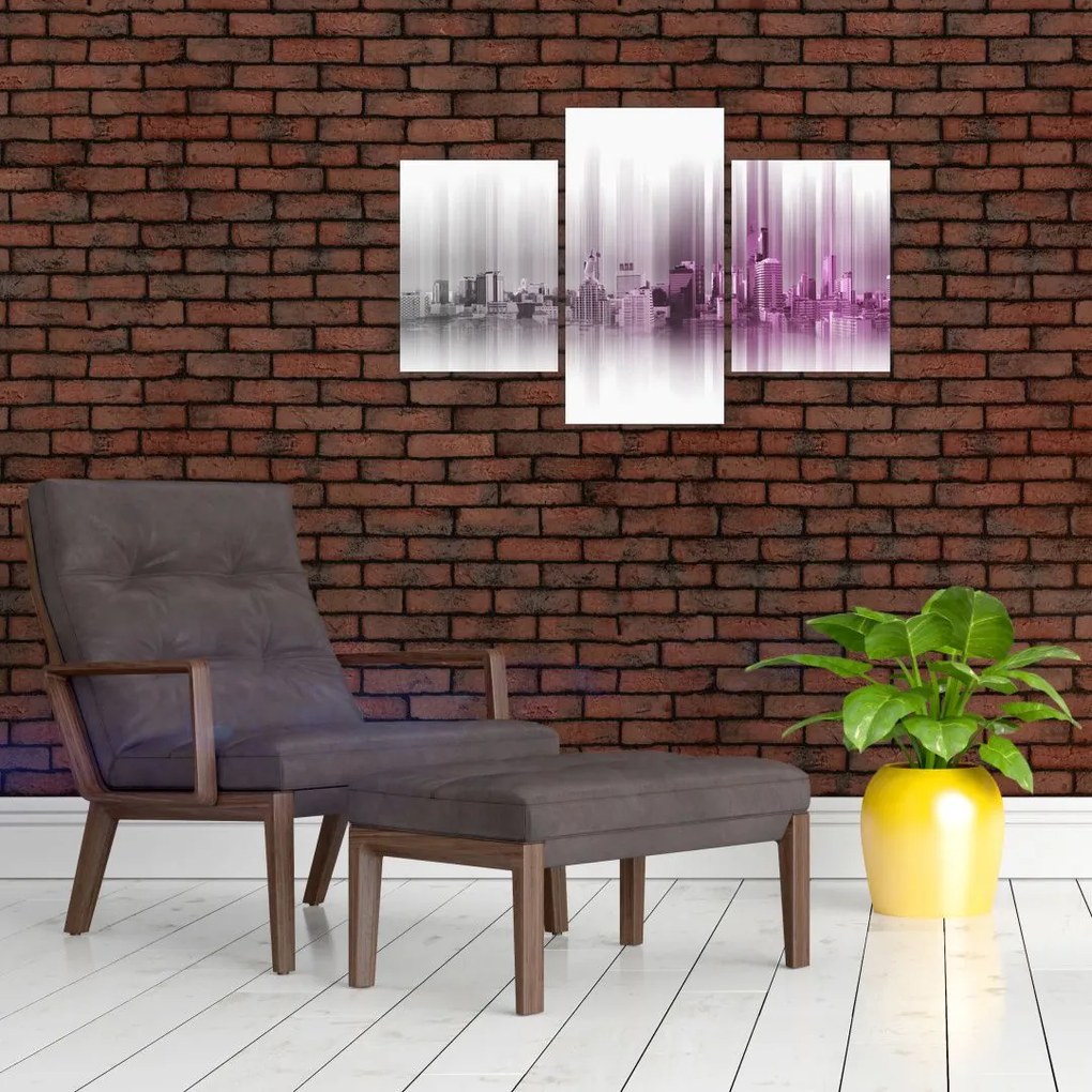 Tablou - Panorama orașului, roz-gri (90x60 cm)
