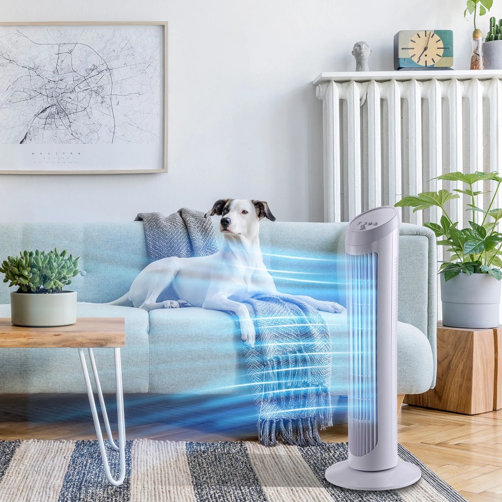 HOMCOM Ventilator Turn Oscilant cu 3 viteze, Ventilator Piedestal din Plastic ABS, 27x27x75 cm, Negru | Aosom Romania
