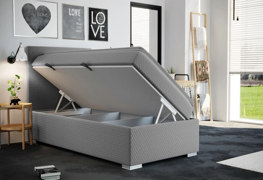 Supermobel Pat tapitat boxspring ICON + topper, 100x200, sawana pik honey 72, dreapta