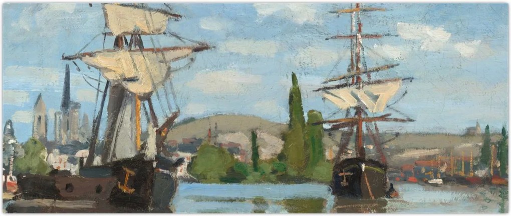 Tablou - Claude Monet, Ships Riding on the Seine at Rouen, reproducere (120x50 cm)