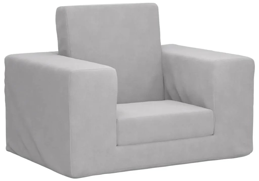341822 vidaXL Canapea extensibilă pentru copii, gri deschis, pluș moale