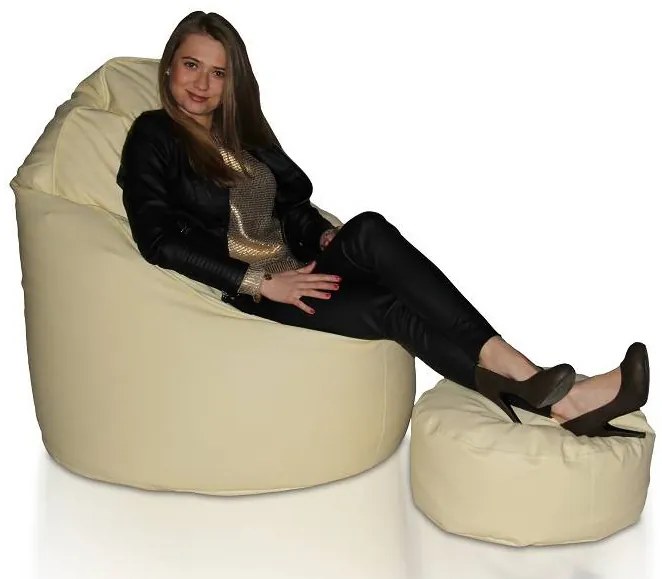 Fotoliu puf cu taburete Cocco XXXL (bej). 1054558